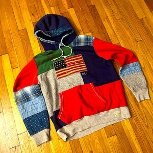 🇺🇸 POLO RALPH LAUREN AMERICAN FLAG PATCH WORK HOODIE